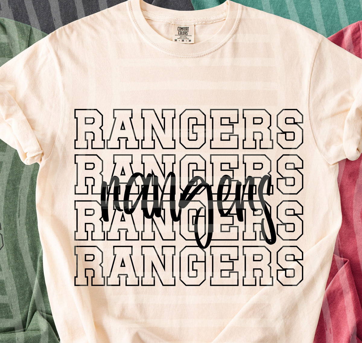 rangers simple stacked outlines (Caplinger) DTF Transfer
