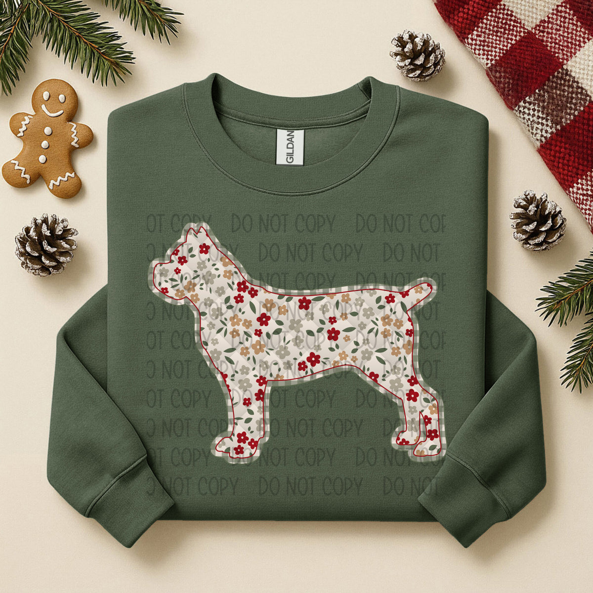 Cane Corso Clipped Ears Docked Tail Floral (SWD) DTF TRANSFER