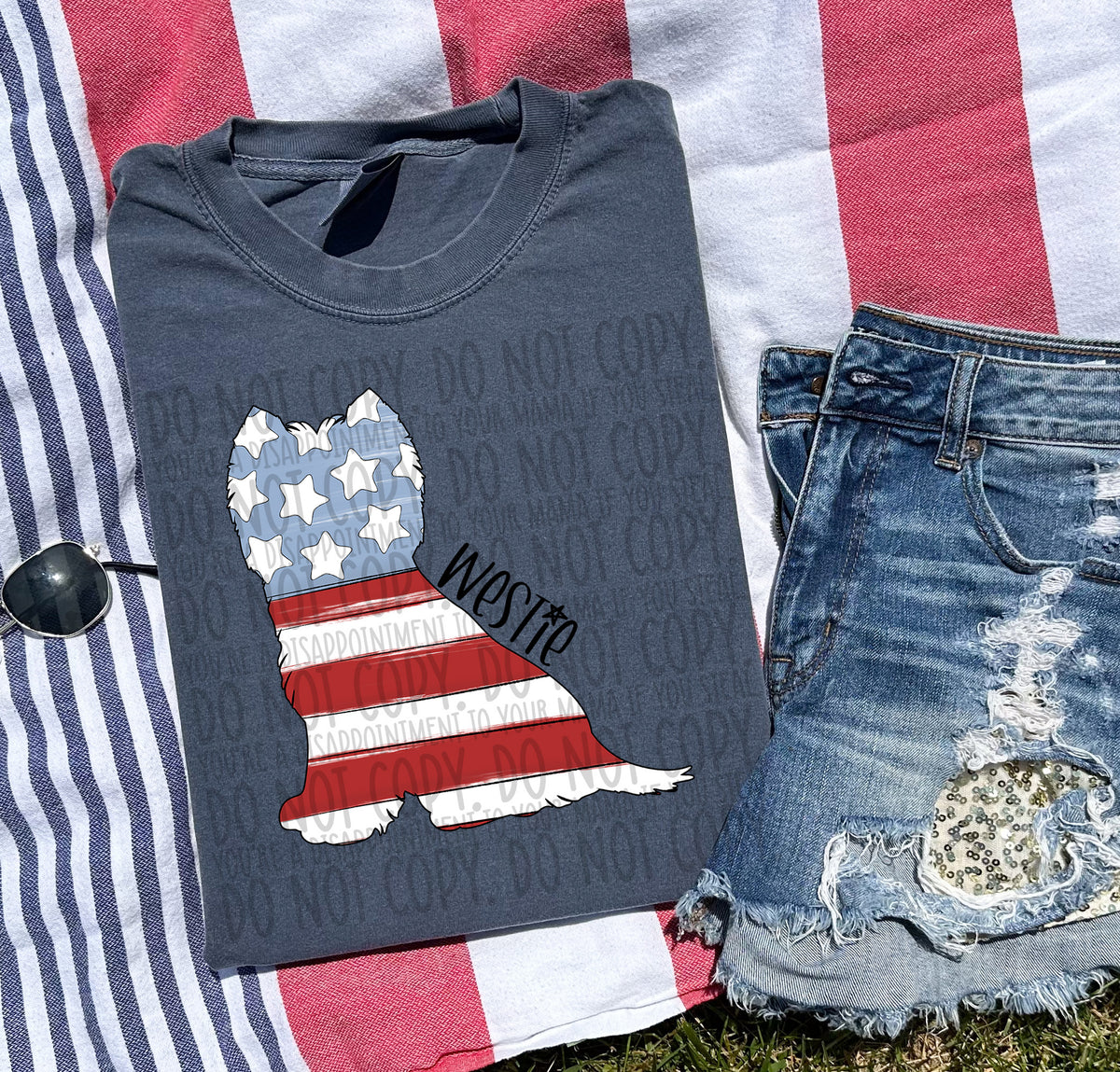 WESTIE patriotic black font (SWD) DTF transfer