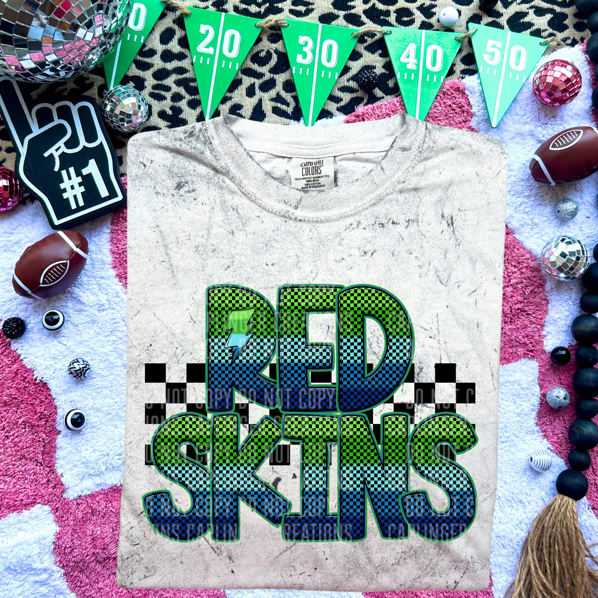 Redskins Blue and Green Checkered (Caplinger) DTF transfer