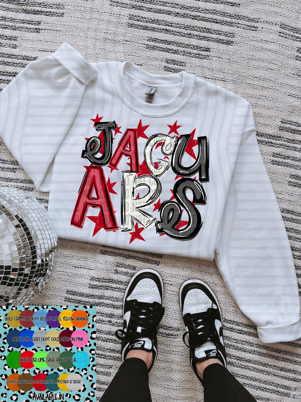 jaguars black white and red with red stars (Caplinger) DTF Transfer