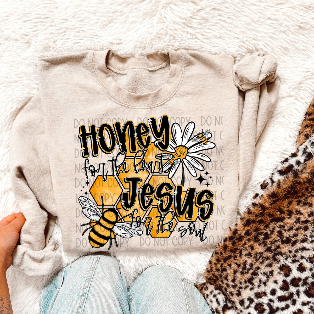 Honey for the heart Jesus for the soul Bee and Flower (SWD) DTF transfer