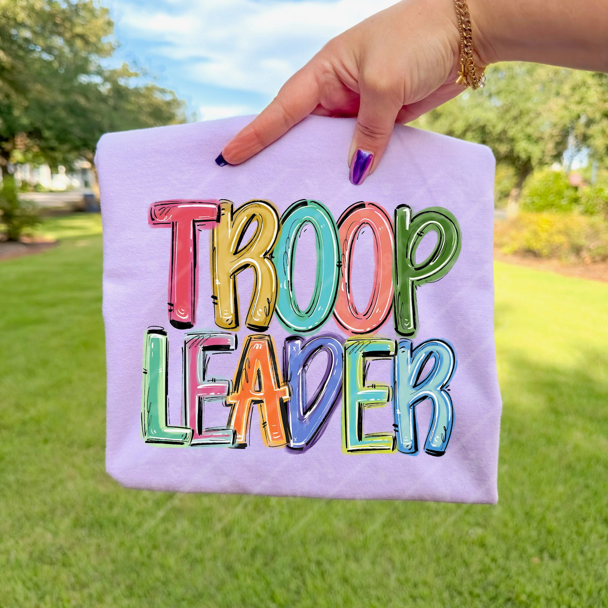 Troop Leader colorful brushstroke font DTF Transfer