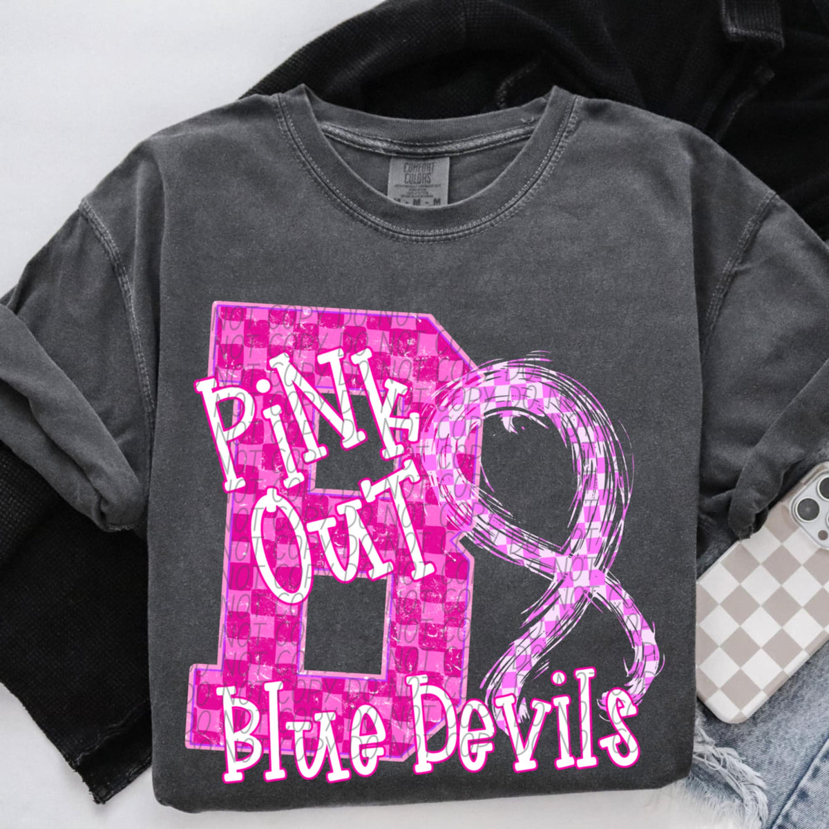 Blue Devils Pink Out Varsity (city) DTF Transfer
