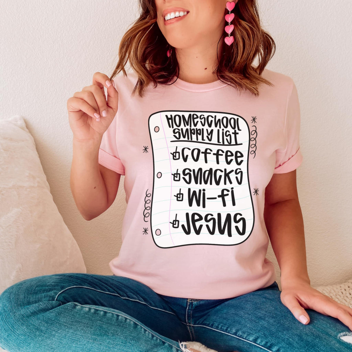 Homeschool Supply List (coffee snacks wifi jesus) DTF transfer