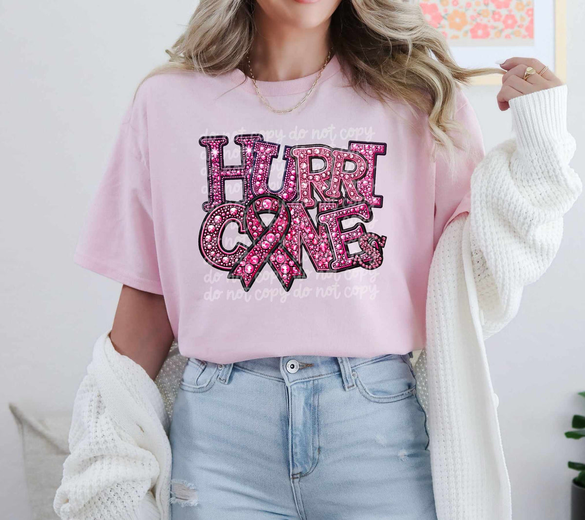 Hurricanes pink rhinestone 60616 DTF transfer