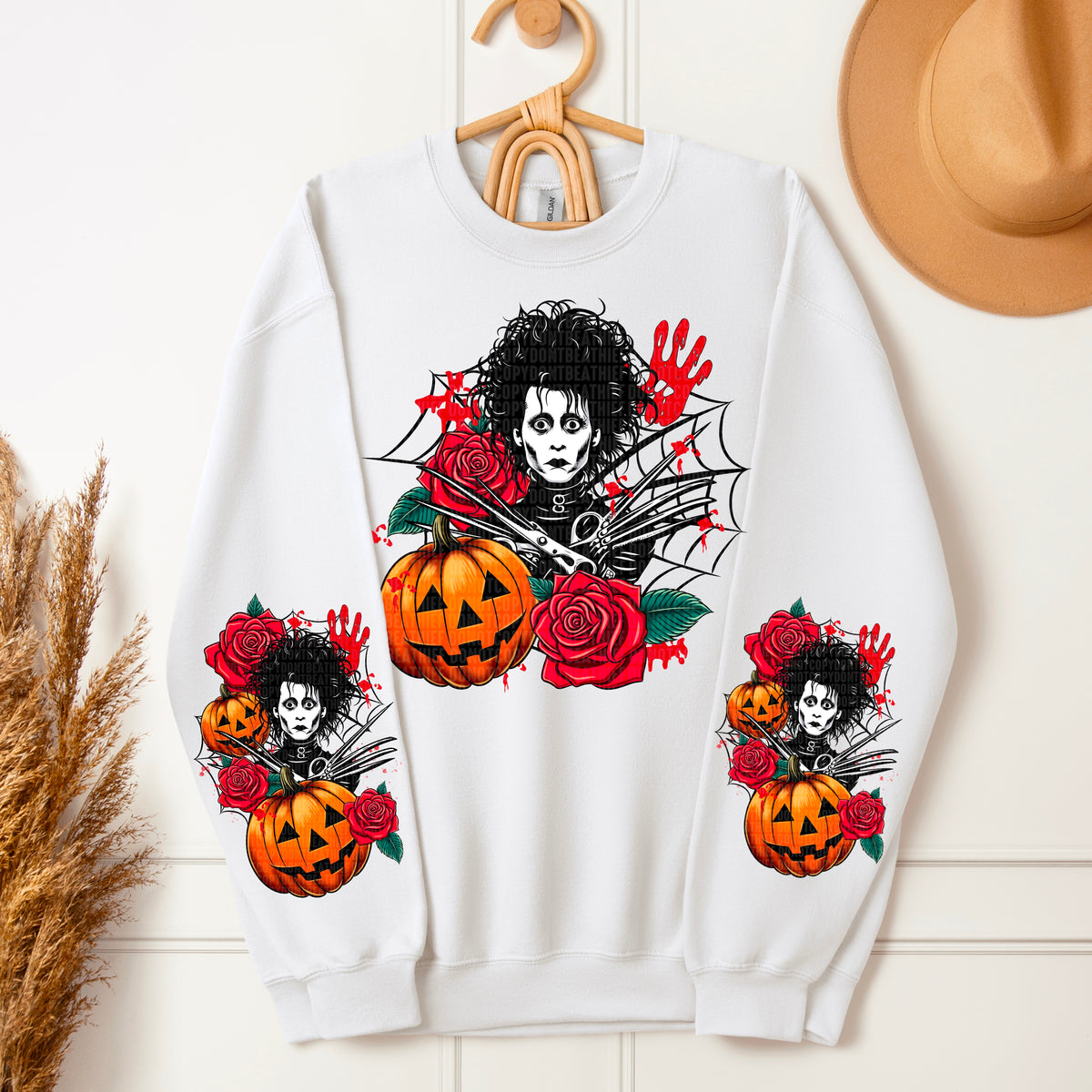 Scissors Pumpkin Rose front only 113238 DTF transfer