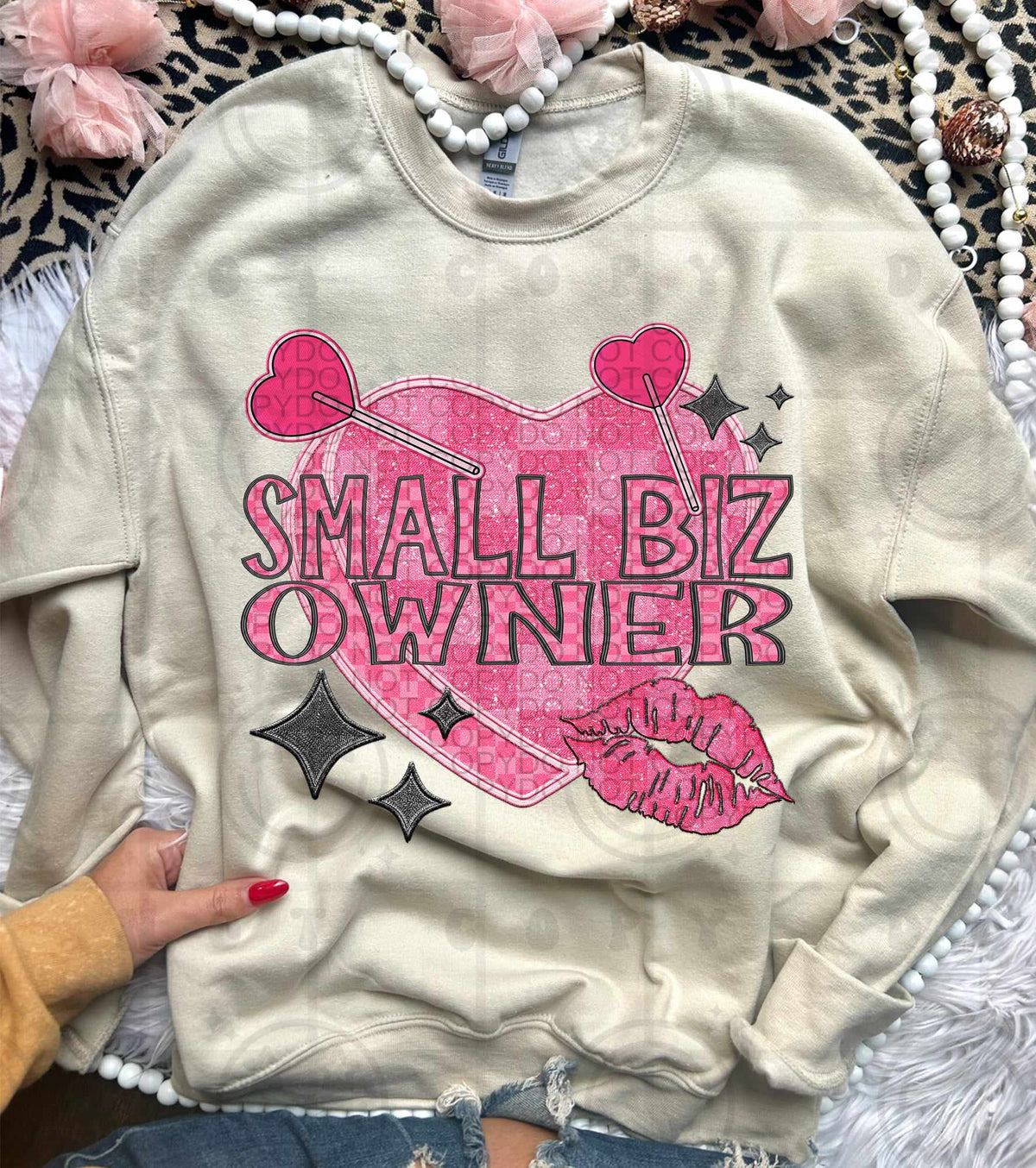 Small biz owner pink heart with suckers (HW) 75633 DTF transfer