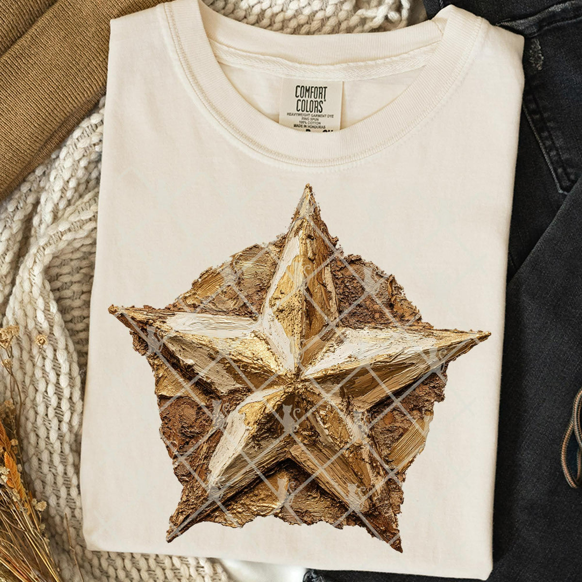 Gold Faux paint star (TTD) DTF Transfer