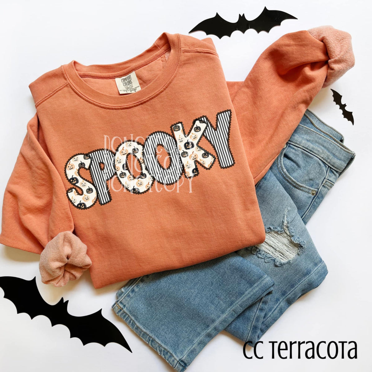 Spooky pumpkin and stripe letters (csg) DTF transfer