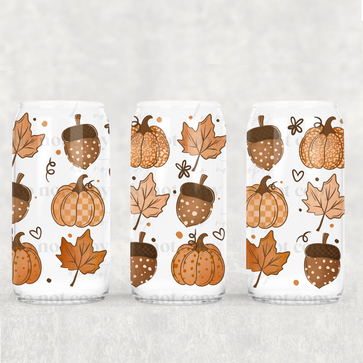 Pumpkins leaves and acorns (CSC) UV DTF Transfer
