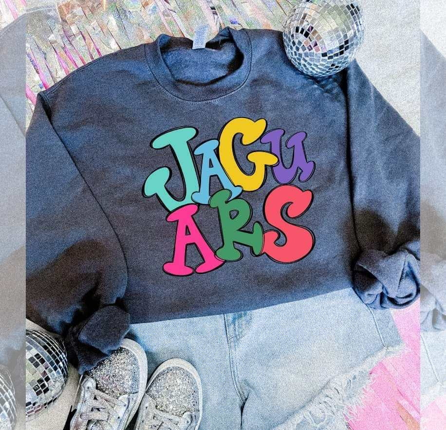 Jaguars colorful bubble font (S&G) 64498 DTF transfer
