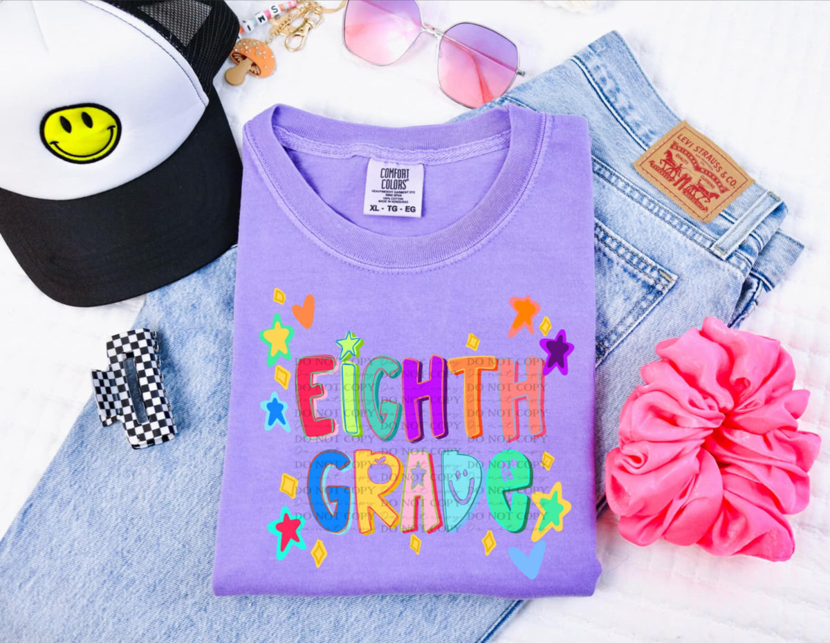 Eighth grade colorful stars 107608 DTF transfer