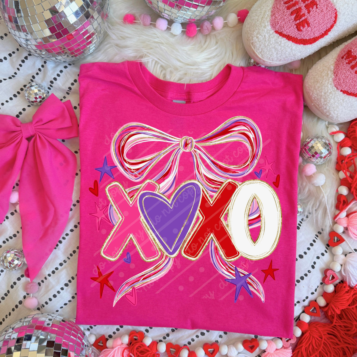 Xoxo Bow with stars DTF transfer
