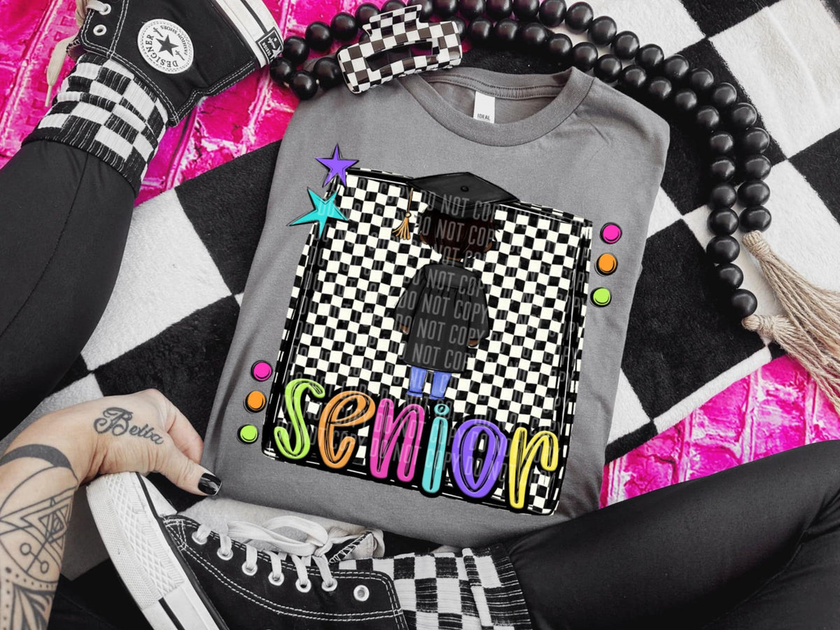 Senior 3 checkered preppy bright (Caplinger) 91443 DTF transferr