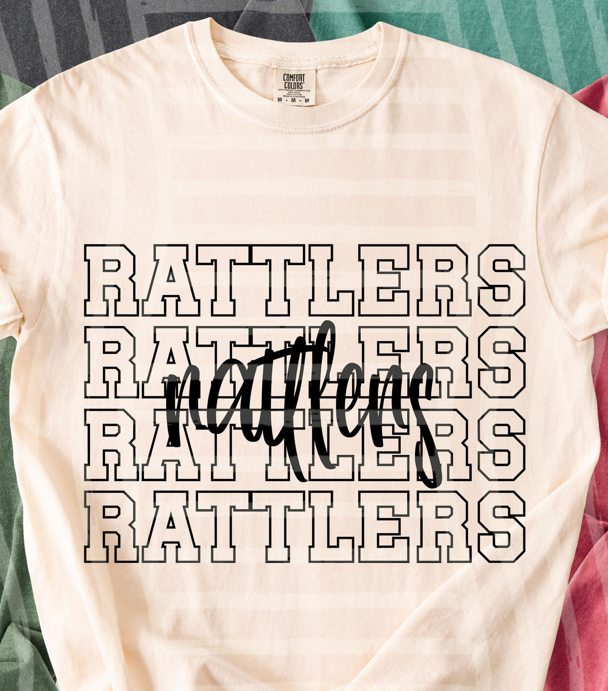 rattlers simple stacked outlines (Caplinger) DTF Transfer
