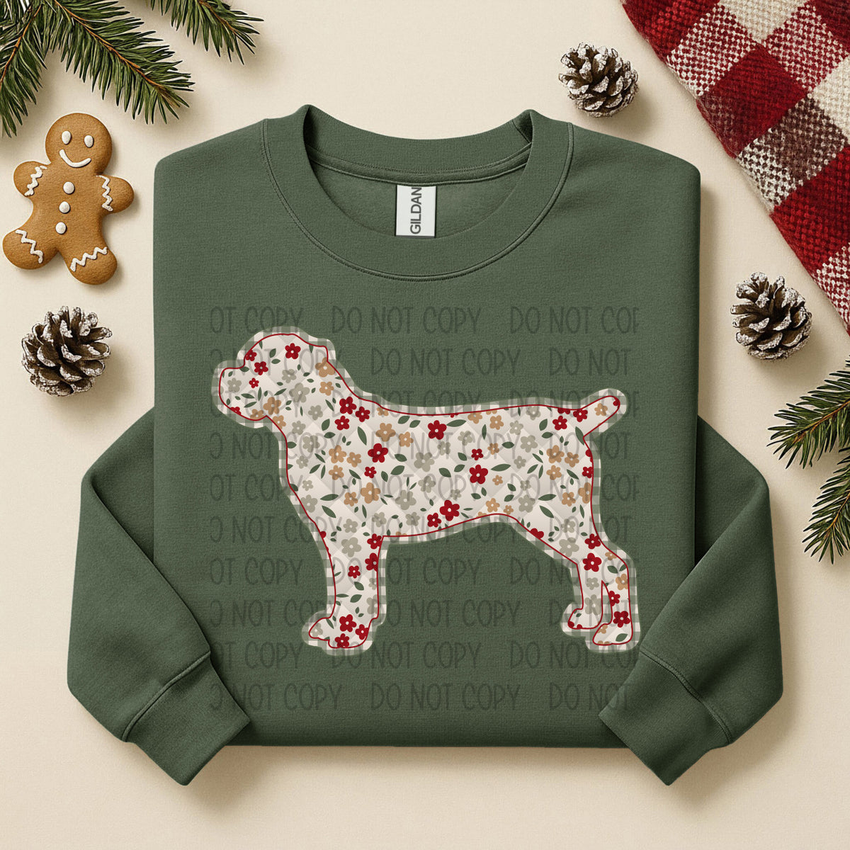 Cane Corso Floppy Ears Docked Tail Floral (SWD) DTF TRANSFER