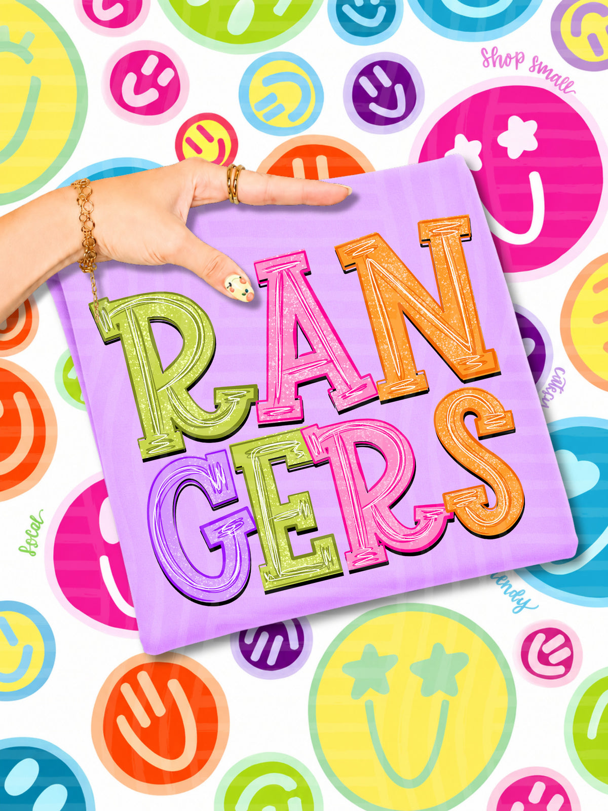 rangers simply colorful stacked (Caplinger) DTF Transfer