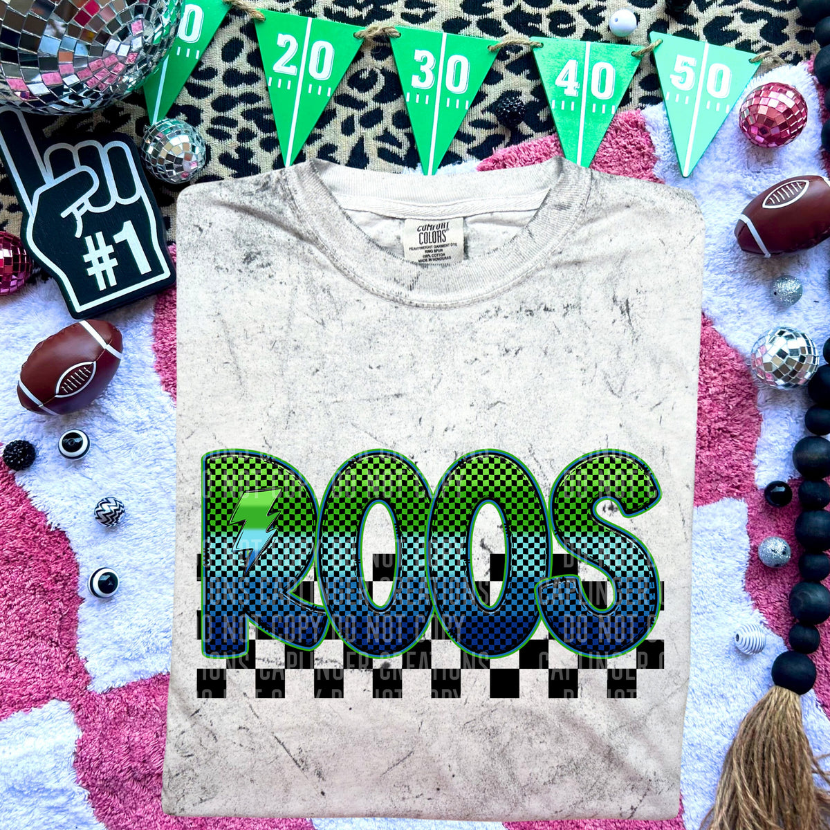 Roos Blue and Green Checkered (Caplinger) DTF transfer