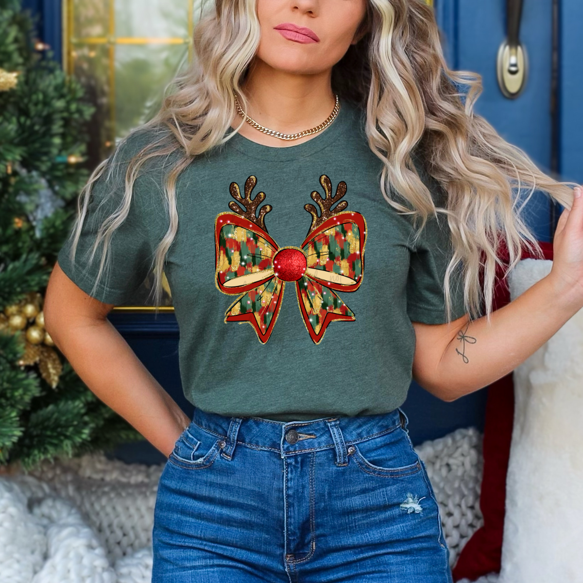 Reindeer Bow 68571 DTF Transfers