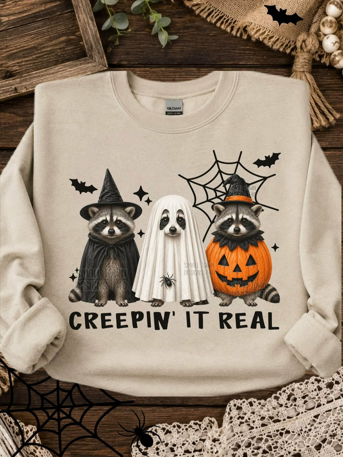 Creepin’ it real witch ghost pumpkin raccoons (STD) DTF Transfer