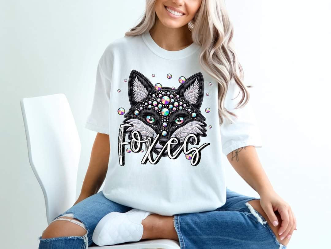Foxes bedazzled mascot 53564 DTF transfer