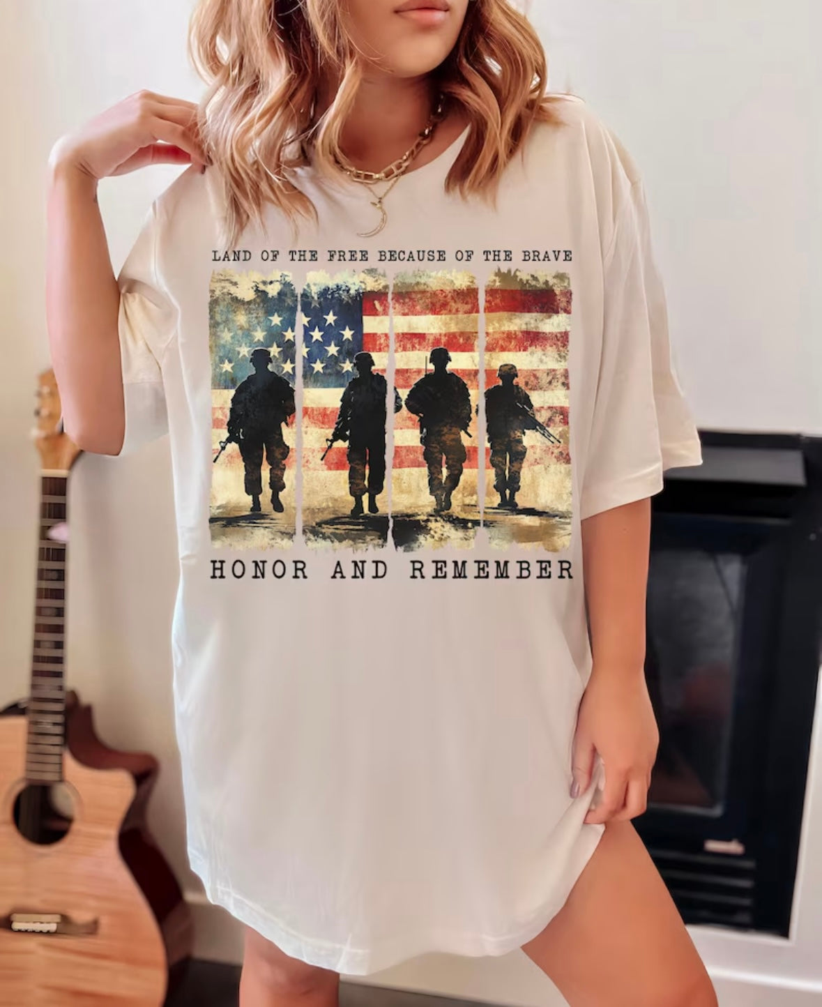 Land of the free because of the brave honor and remember 100384 DTF transfer