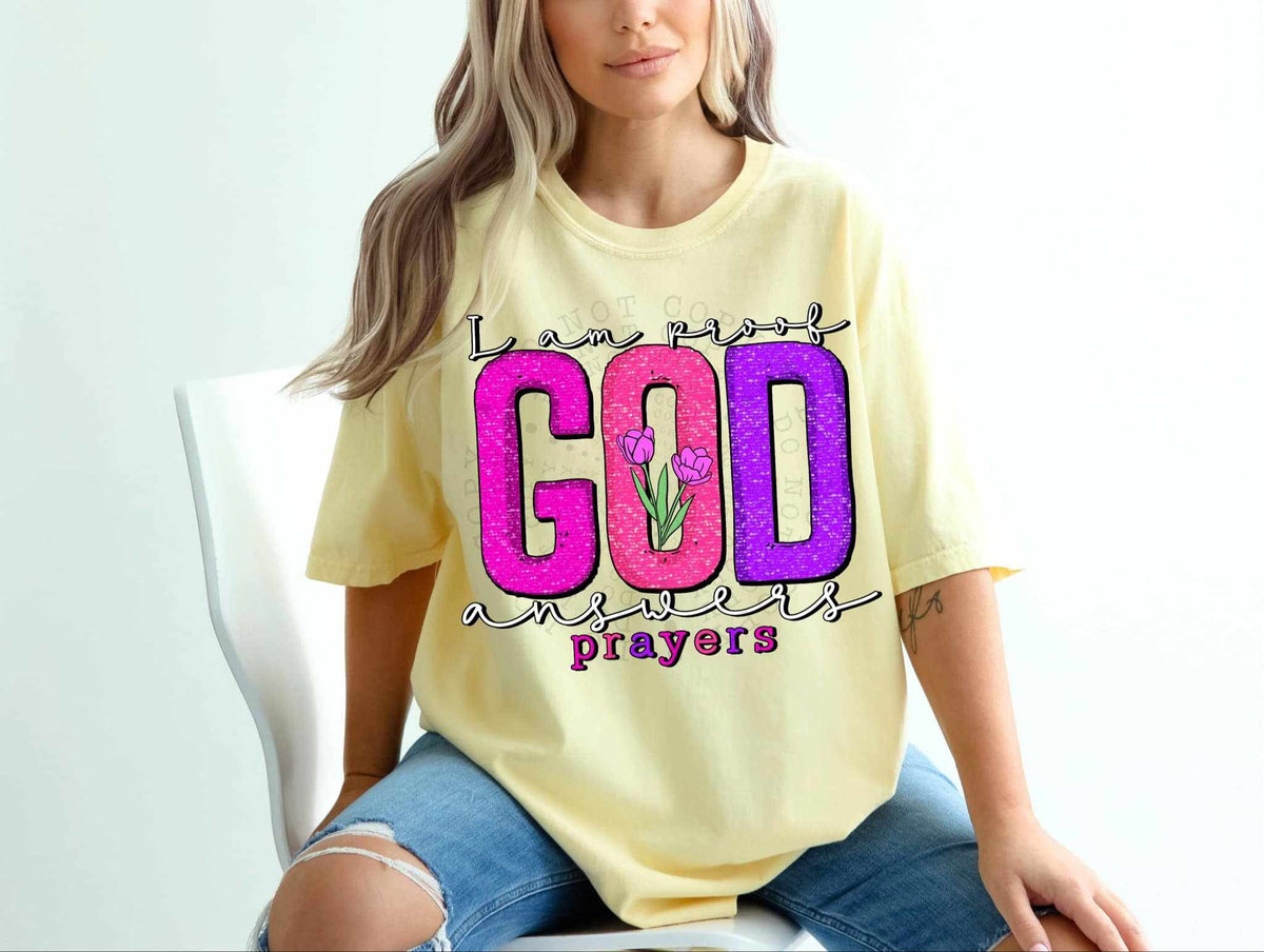 I am proof god answers prayers 67948 DTF transfer