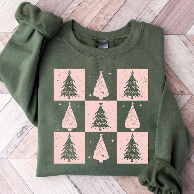 Tree collage pink checkered blocks 67934 DTF transfer
