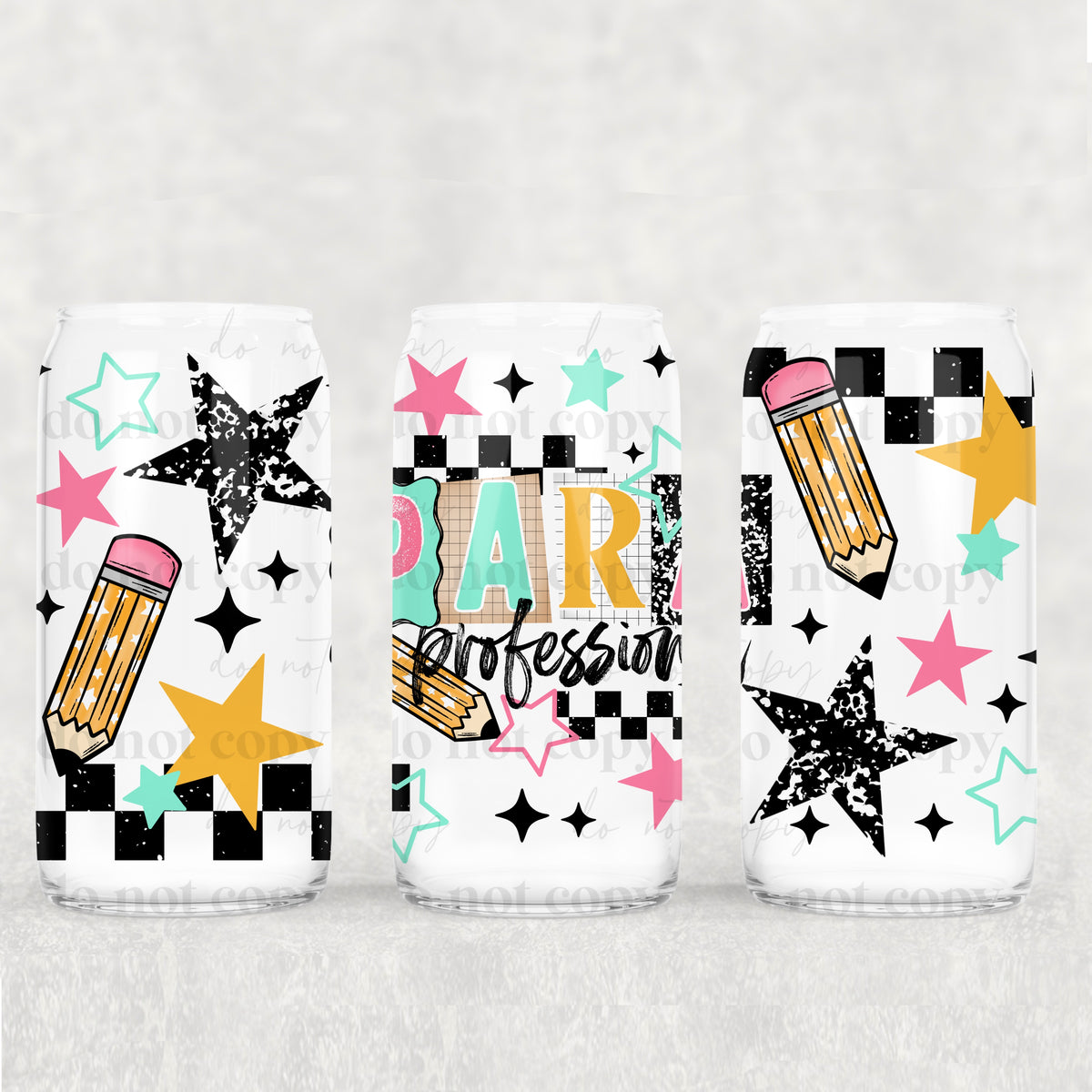 Paraprofessional pencil and stars (CSC) UV DTF WRAP