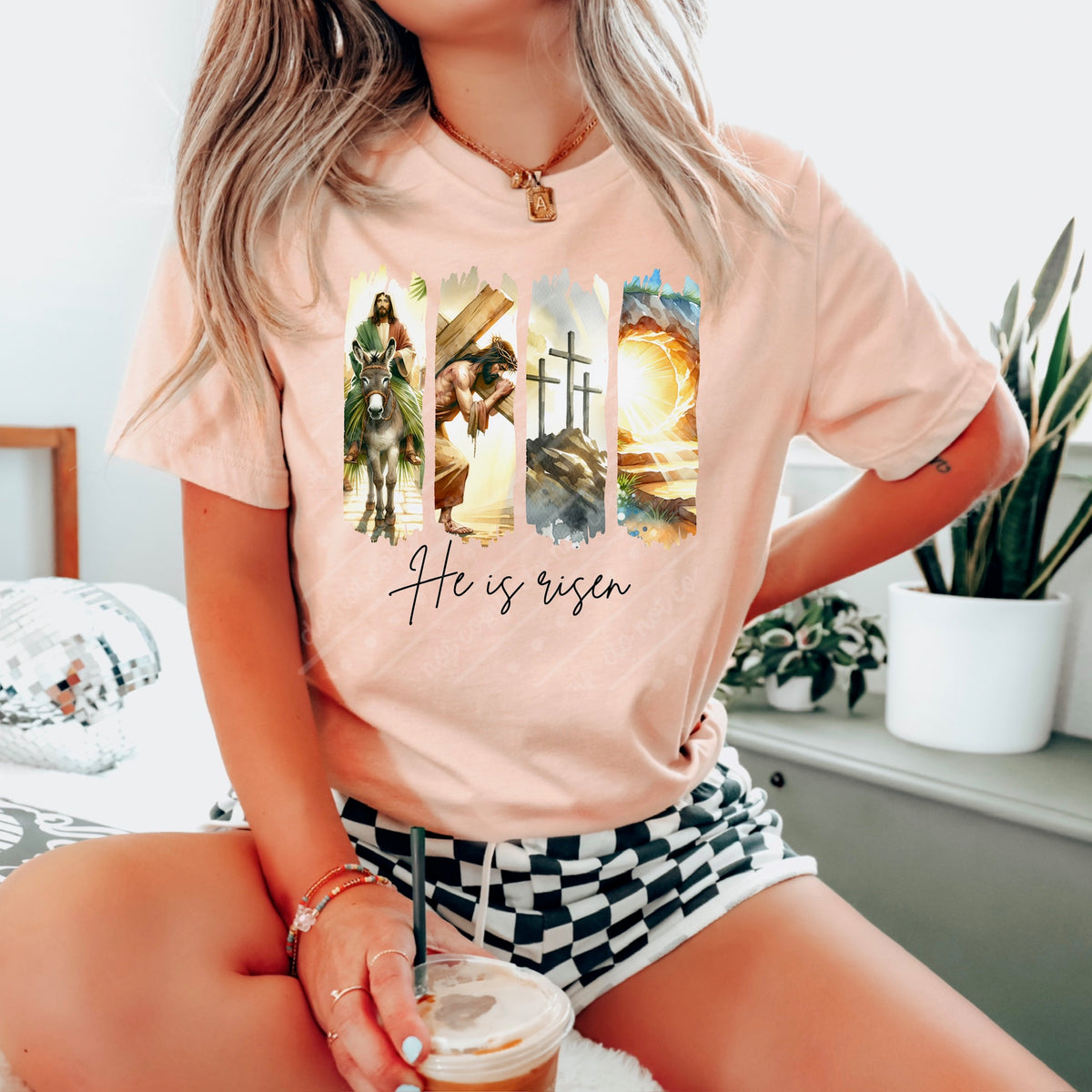 He is risen brushstrokes DTF transfer