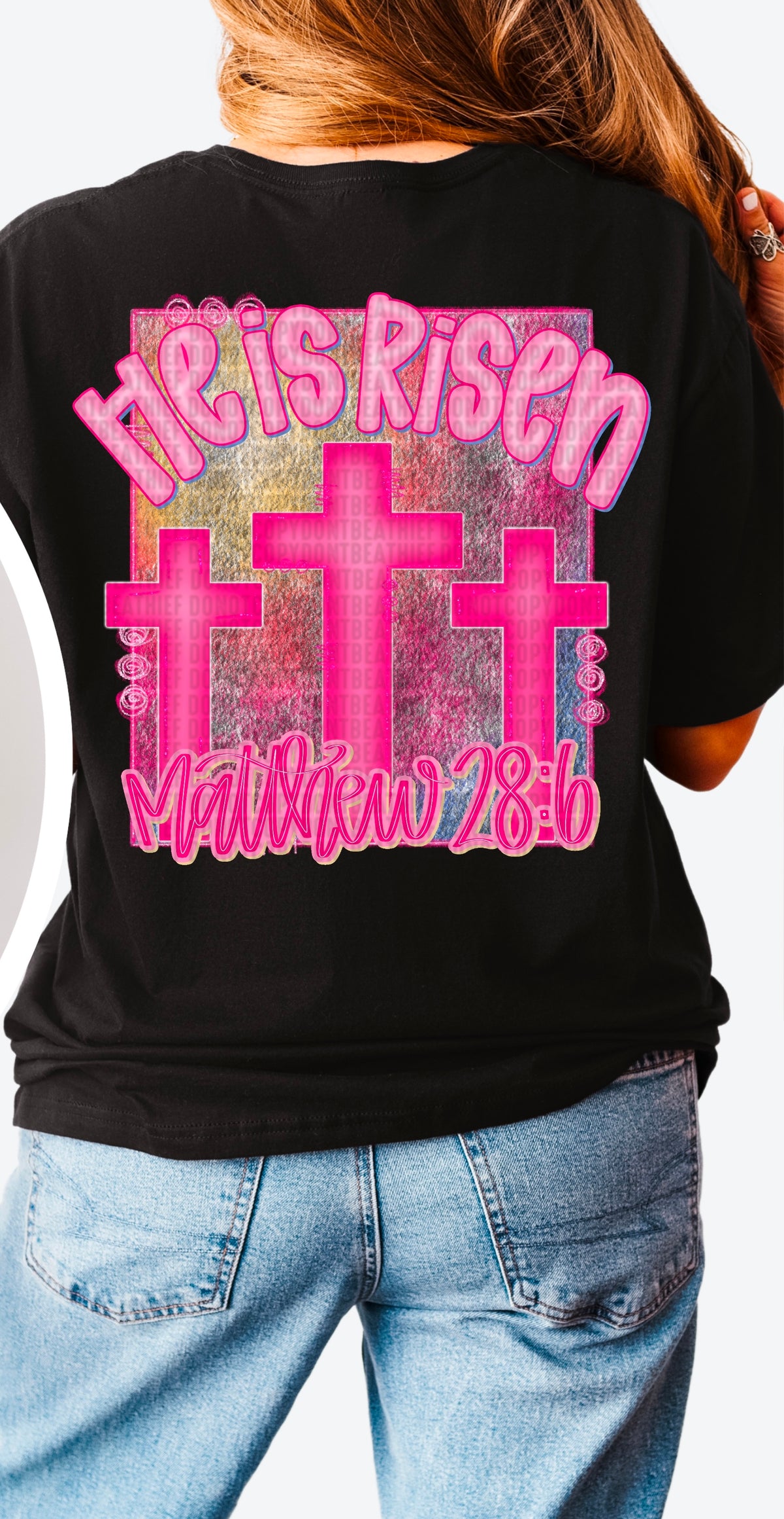 He is risen pink crosses 90302 DTF transfer