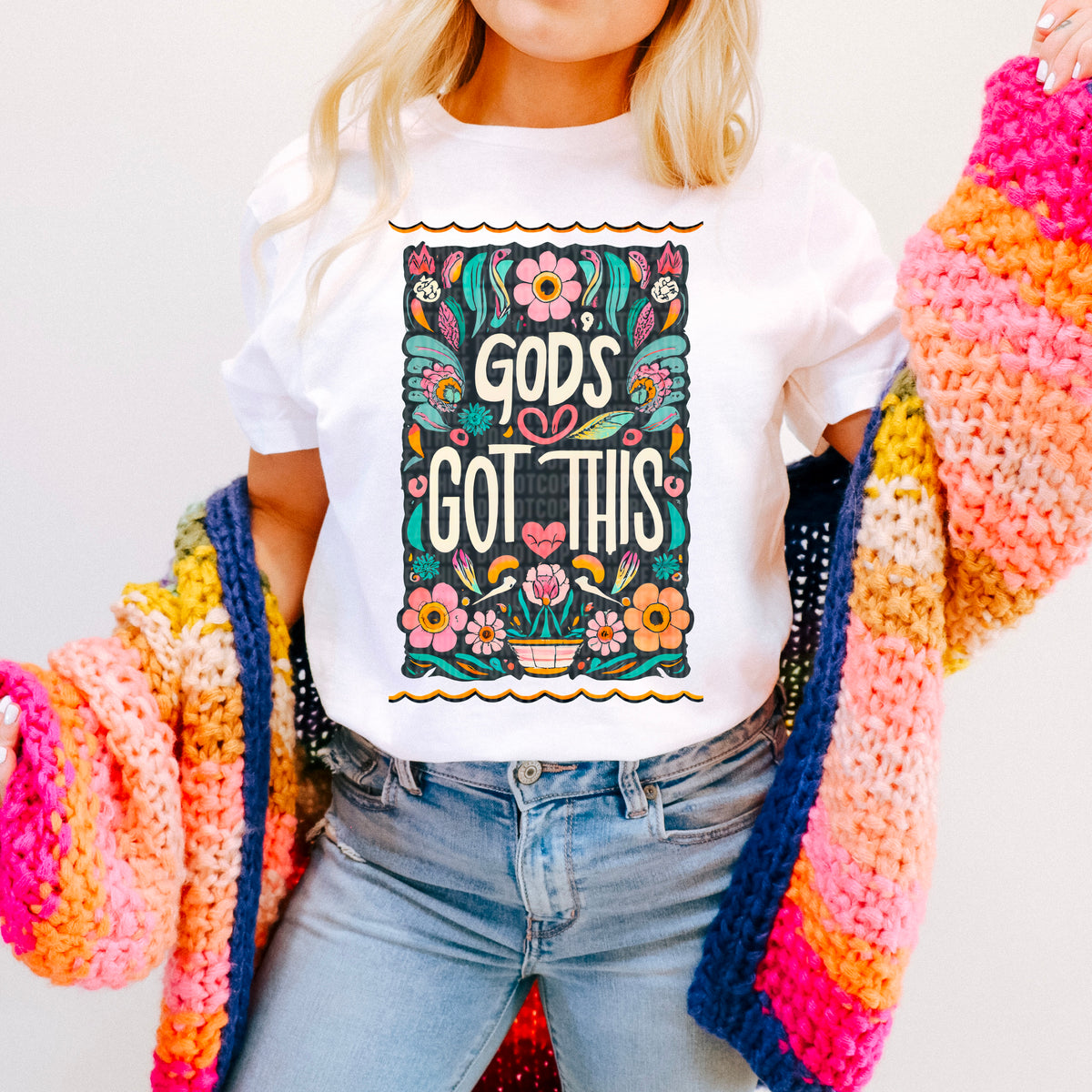 Gods got this floral rectangle 94933 DTF transfer