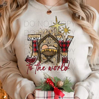 Joy to the world (plaid and leopard) DTF TRANSFER