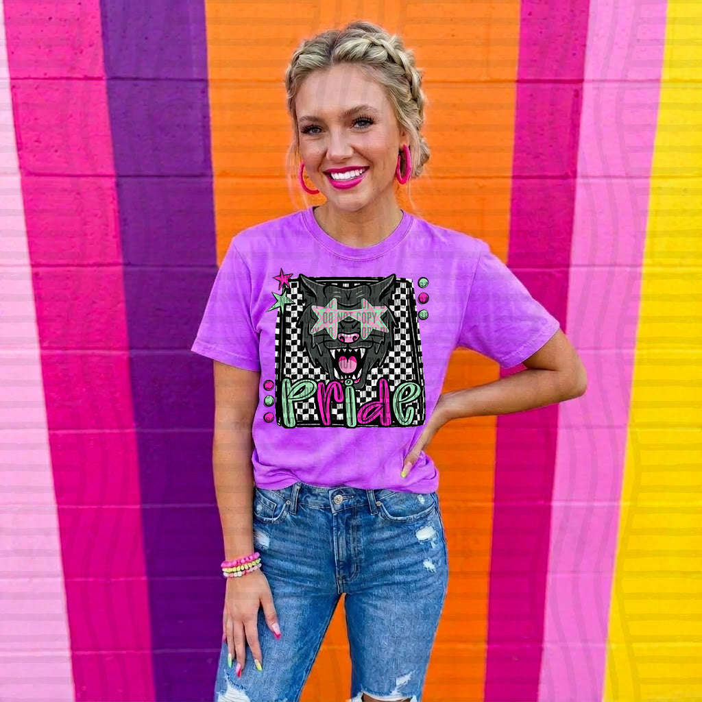 wampus cats pride preppy checkered square colorful (Caplinger) DTF Transfer