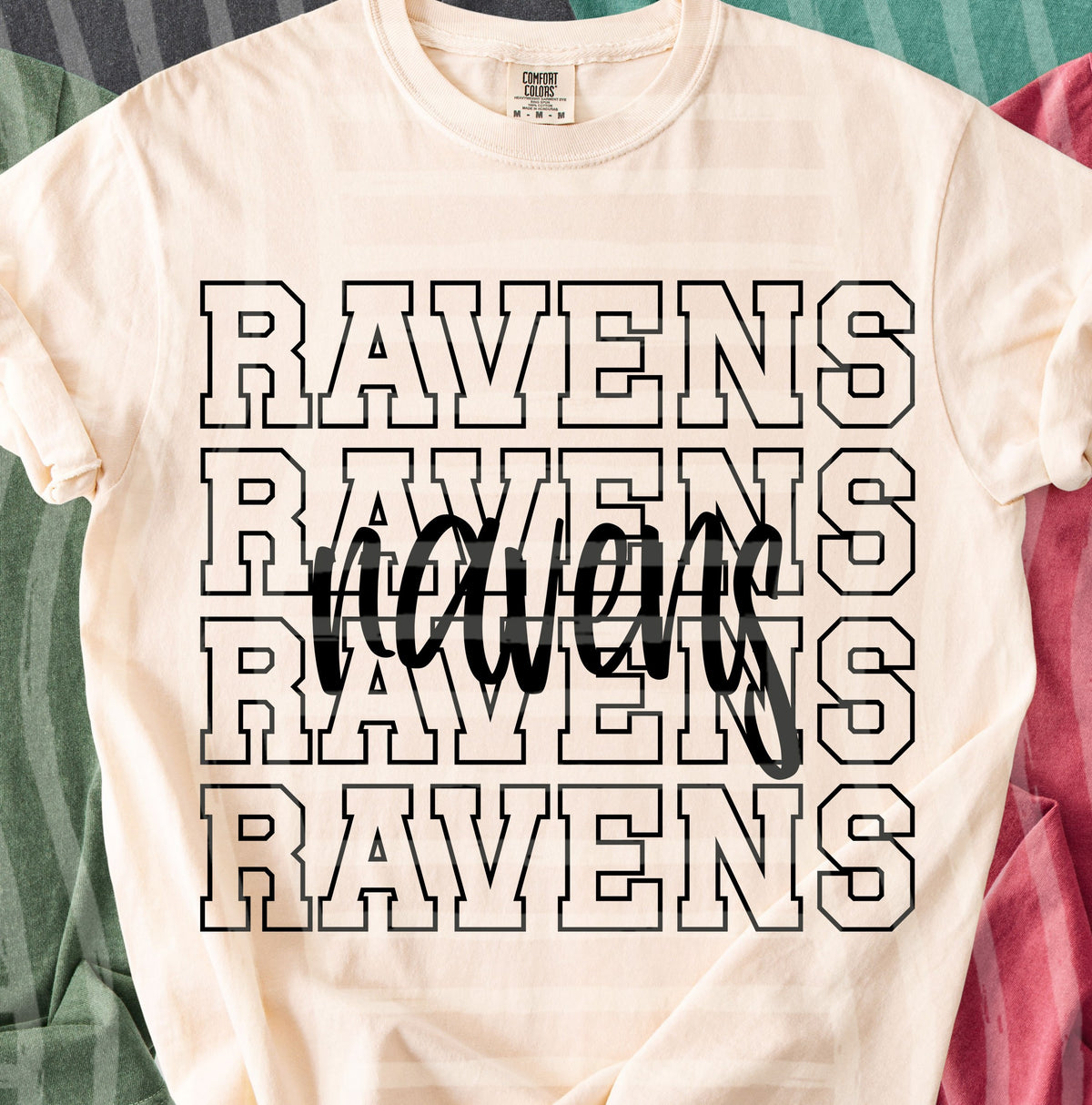 ravens simple stacked outlines (Caplinger) DTF Transfer