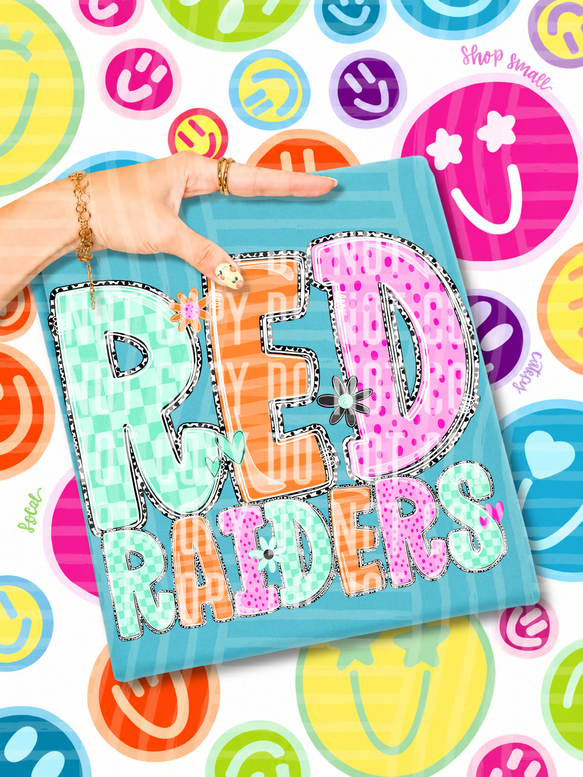 red raiders 22 happy blooms (caplinger) DTF transfer