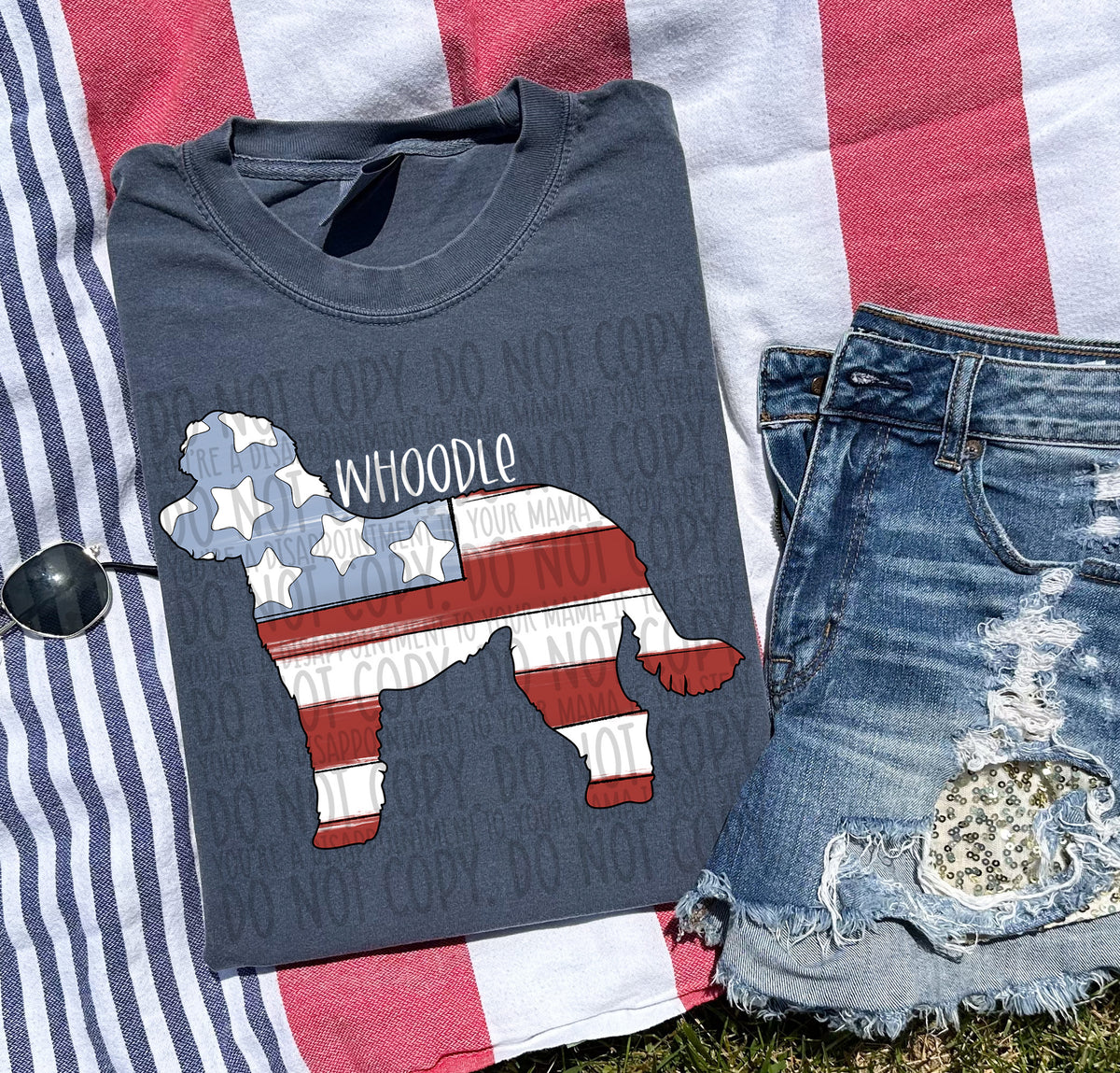 WHOODLE patriotic white (SWD) DTF transfer