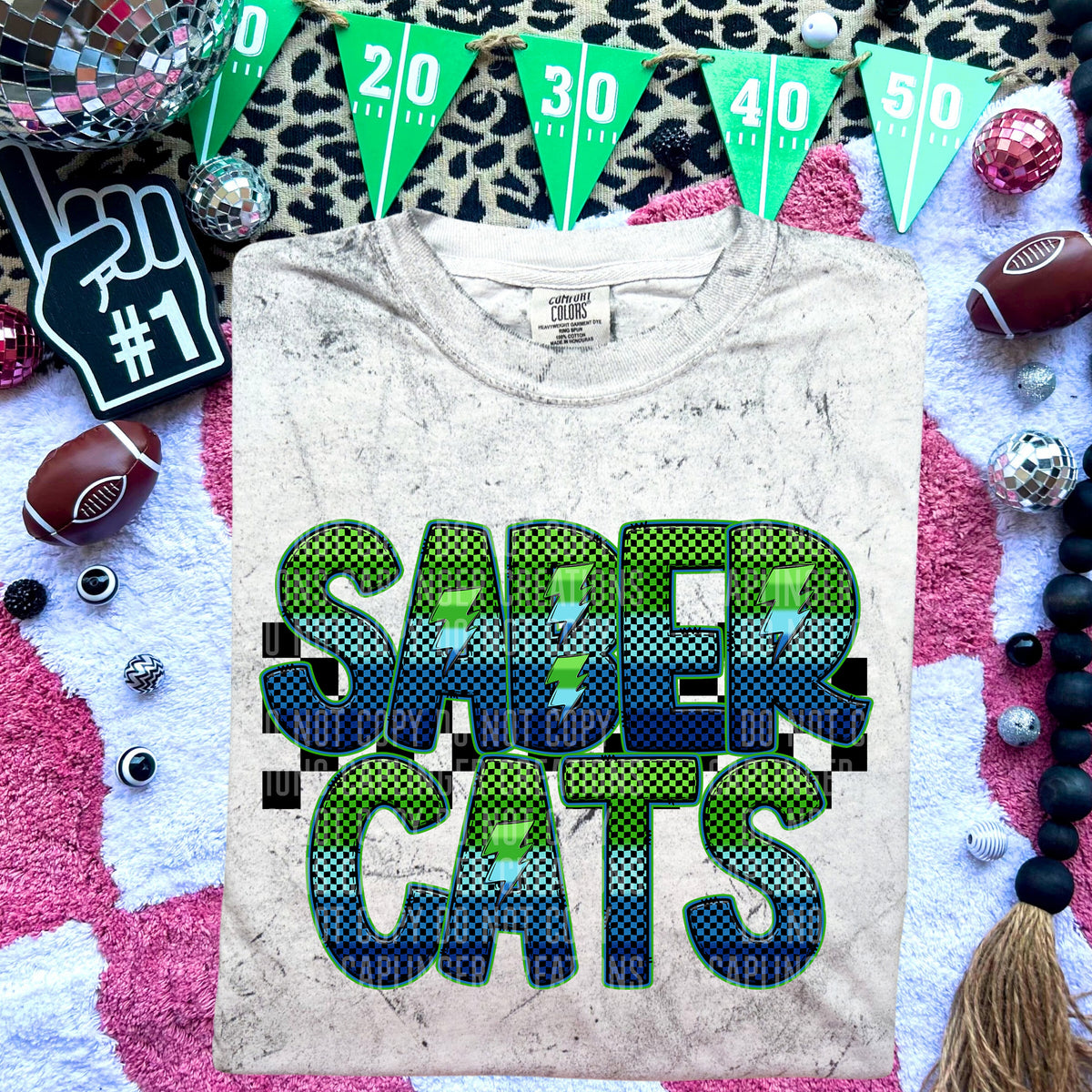 Sabercats Blue and Green Checkered (Caplinger) DTF transfer