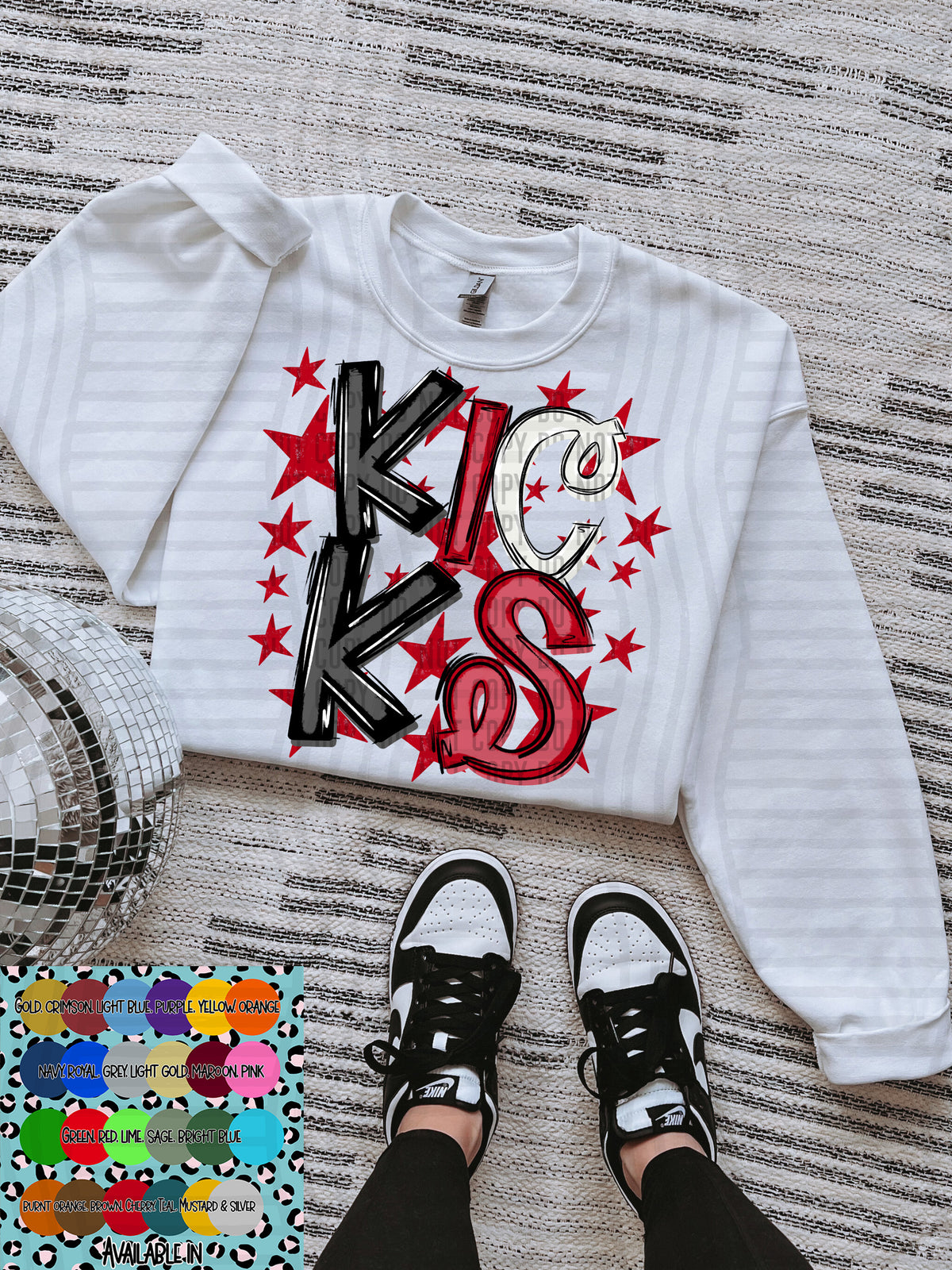 kicks black white and red with red stars (Caplinger) DTF Transfer