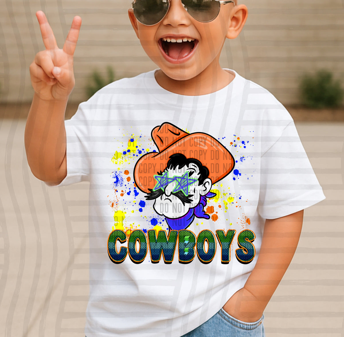 cowboys paint splatter boy blue green and yellow (Caplinger) DTF Transfer
