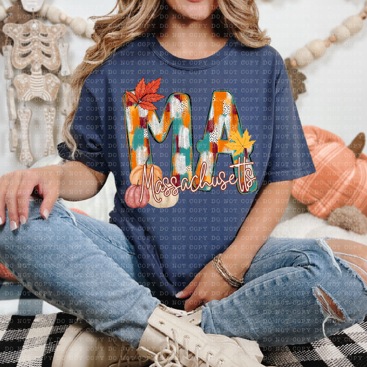 MA Massachusetts Fall Watercolor 59790 DTF Transfer