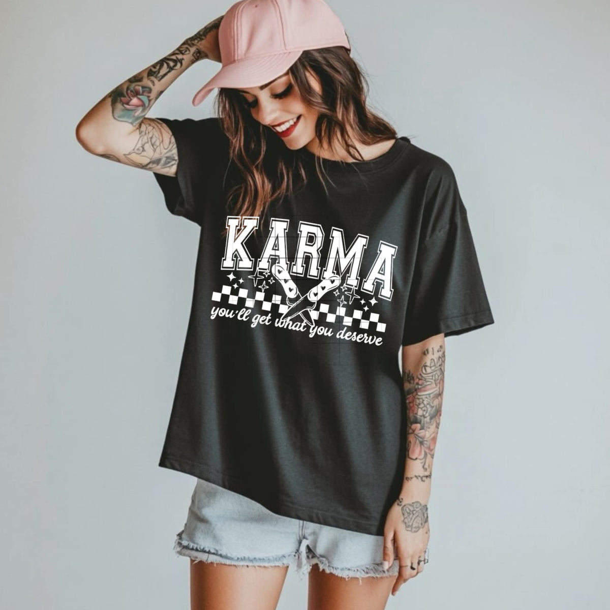 Karma you’ll get what you deserve WHITE (CSC) 87277 DTF transfer