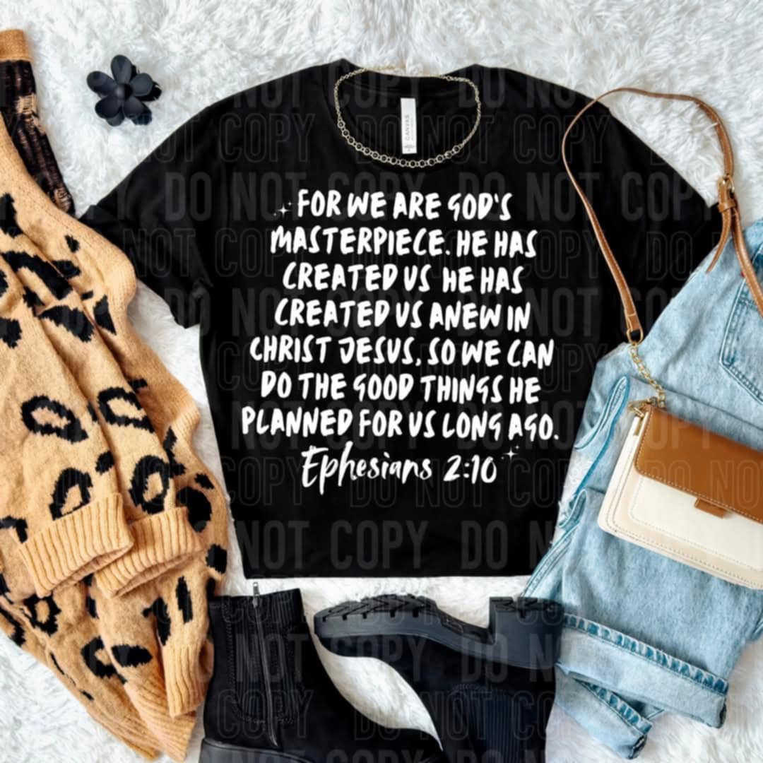 For we are god’s masterpiece quote WHITE 96444 DTF transfer