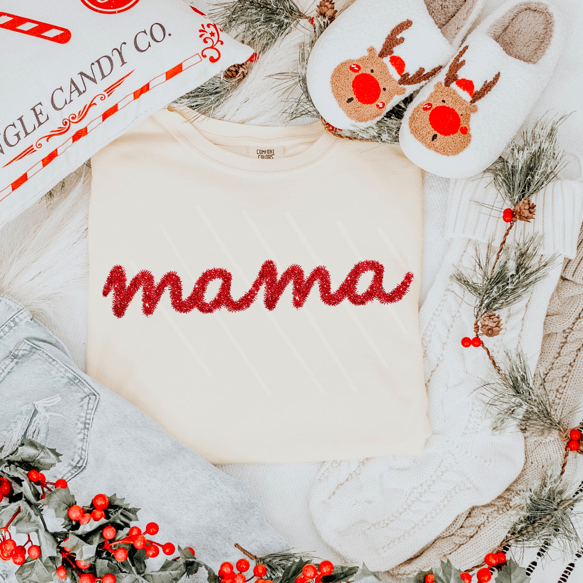 Mama tinsel RED 111634 DTF transfer