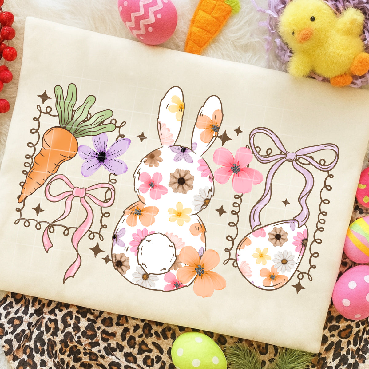 Floral Bunny and Frames (CSC) DTF Transfer