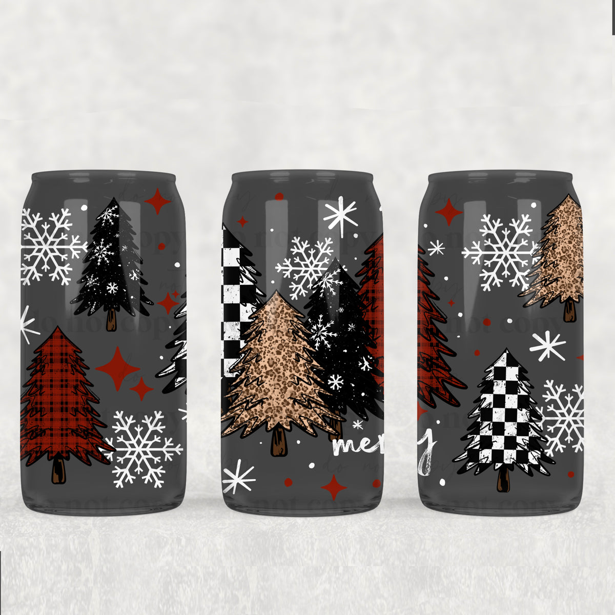 Merry patterned trees UV DTF WRAP