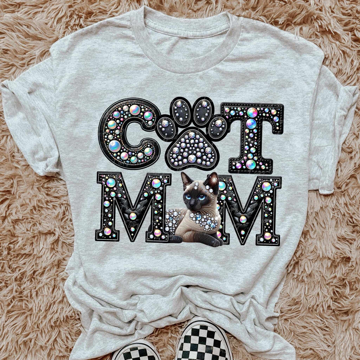 Siamese Cat mom rhinestone 49184 DTF transfer