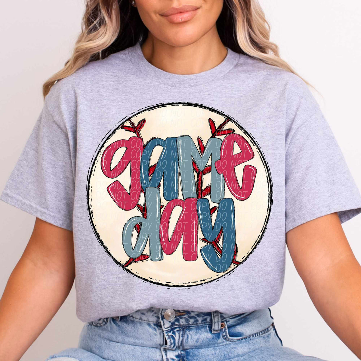 Game day red and blue with baseball (CITY) 84961 DTF transfer