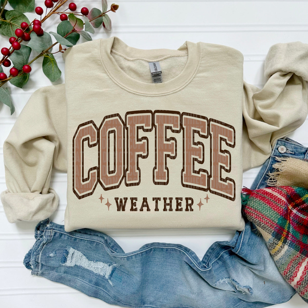 Coffee Weather Varsity (BROWN) 113379 DTF transfer